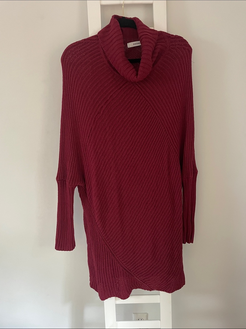 Ribbed Knit Sweater/Tunic - Burgundy